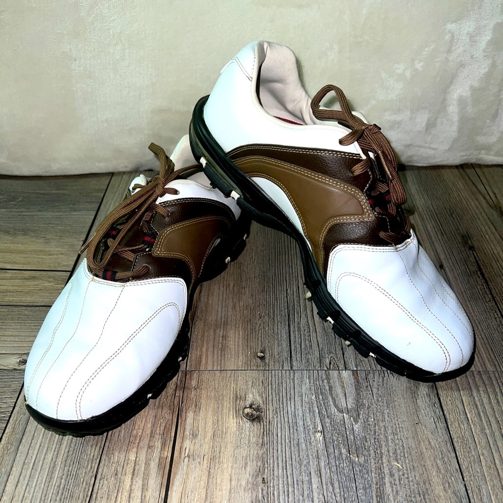 Nike Air Max Revive Men’s size 8 Brown/white Golf Cleat Leather Shoe #317628-102